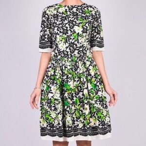Oscar de la Renta Cotton Poplin Floral A-Line Dress size 0
